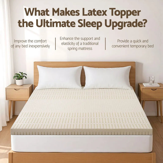 Giselle Bedding Latex Mattress Topper, 7.5cm Thick 7-Zone Pressure Relief Bed Pad with Washable Cover, Cooling Breathable Mat for Side Sleepers & Back Pain, Beige King - Image 4
