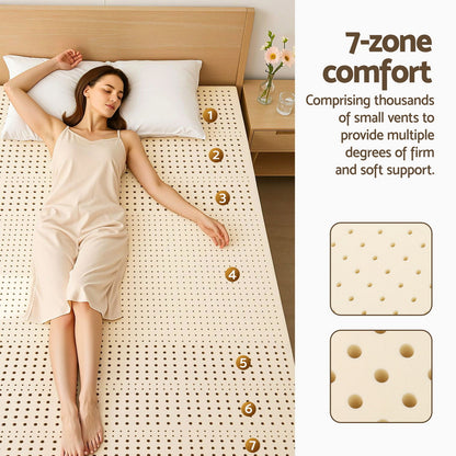 Giselle Bedding Latex Mattress Topper, 7.5cm Thick 7-Zone Pressure Relief Bed Pad with Washable Cover, Cooling Breathable Mat for Side Sleepers & Back Pain, Beige King - Image 5
