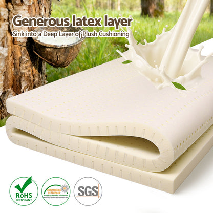 Giselle Bedding Latex Mattress Topper, 5cm Thick Cooling Bed Pad for Side Sleepers Pain Relief, 7 Zone Foldable Mat with Washable Cover for Guest Room Bedroom King Single - Image 3
