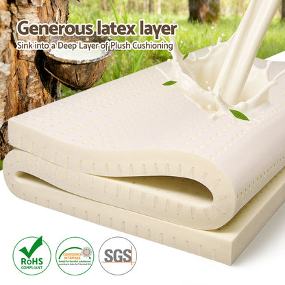 Giselle Bedding Latex Mattress Topper, 7.5cm Thick 7-Zone Pressure Relief Bed Pad with Washable Cover, Cooling Breathable Mat for Side Sleepers & Back Pain, Beige King Single - Image 3