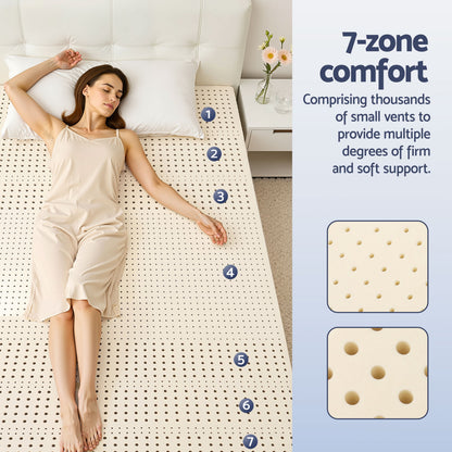 Giselle Bedding Natural Latex Mattress Topper, 7-Zone Pressure Relief Bed Pad for Back Pain, Ice Silk Cooling Cover for Hot Sleepers, 5cm Firm Support, Queen - Image 6