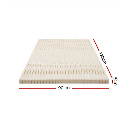 Giselle Bedding Latex Mattress Topper, 5cm Thick Cooling Bed Pad for Side Sleepers Pain Relief, 7 Zone Foldable Mat with Washable Cover for Guest Room Bedroom Single - Image 2