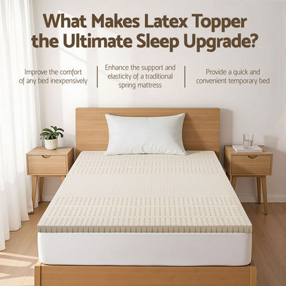 Giselle Bedding Latex Mattress Topper, 5cm Thick Cooling Bed Pad for Side Sleepers Pain Relief, 7 Zone Foldable Mat with Washable Cover for Guest Room Bedroom Single - Image 4
