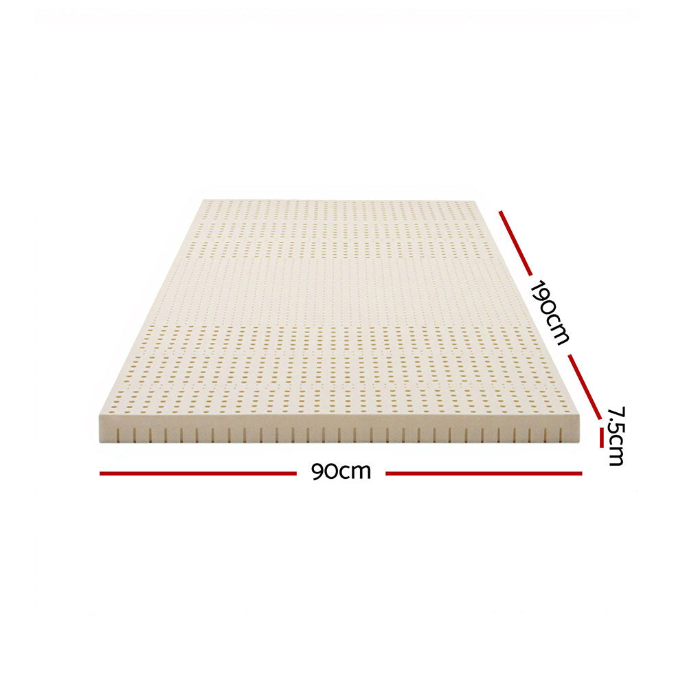 Giselle Bedding Latex Mattress Topper, 7.5cm Thick 7-Zone Pressure Relief Bed Pad with Washable Cover, Cooling Breathable Mat for Side Sleepers & Back Pain, Beige Single - Image 2