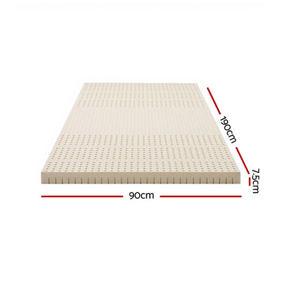 Giselle Bedding Latex Mattress Topper, 7.5cm Thick 7-Zone Pressure Relief Bed Pad with Washable Cover, Cooling Breathable Mat for Side Sleepers & Back Pain, Beige Single - Image 2