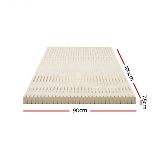 Giselle Bedding Latex Mattress Topper, 7.5cm Thick 7-Zone Pressure Relief Bed Pad with Washable Cover, Cooling Breathable Mat for Side Sleepers & Back Pain, Beige Single - Image 2