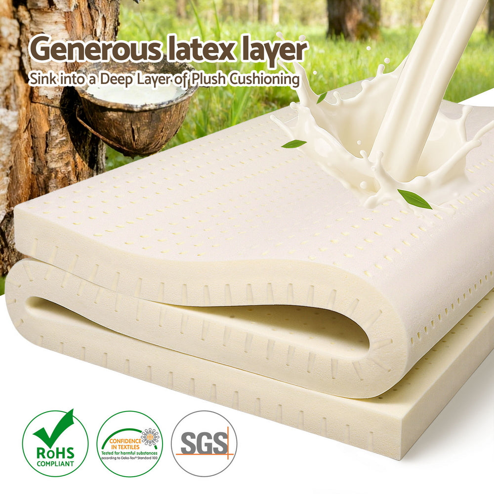 Giselle Bedding Latex Mattress Topper, 7.5cm Thick 7-Zone Pressure Relief Bed Pad with Washable Cover, Cooling Breathable Mat for Side Sleepers & Back Pain, Beige Single - Image 3