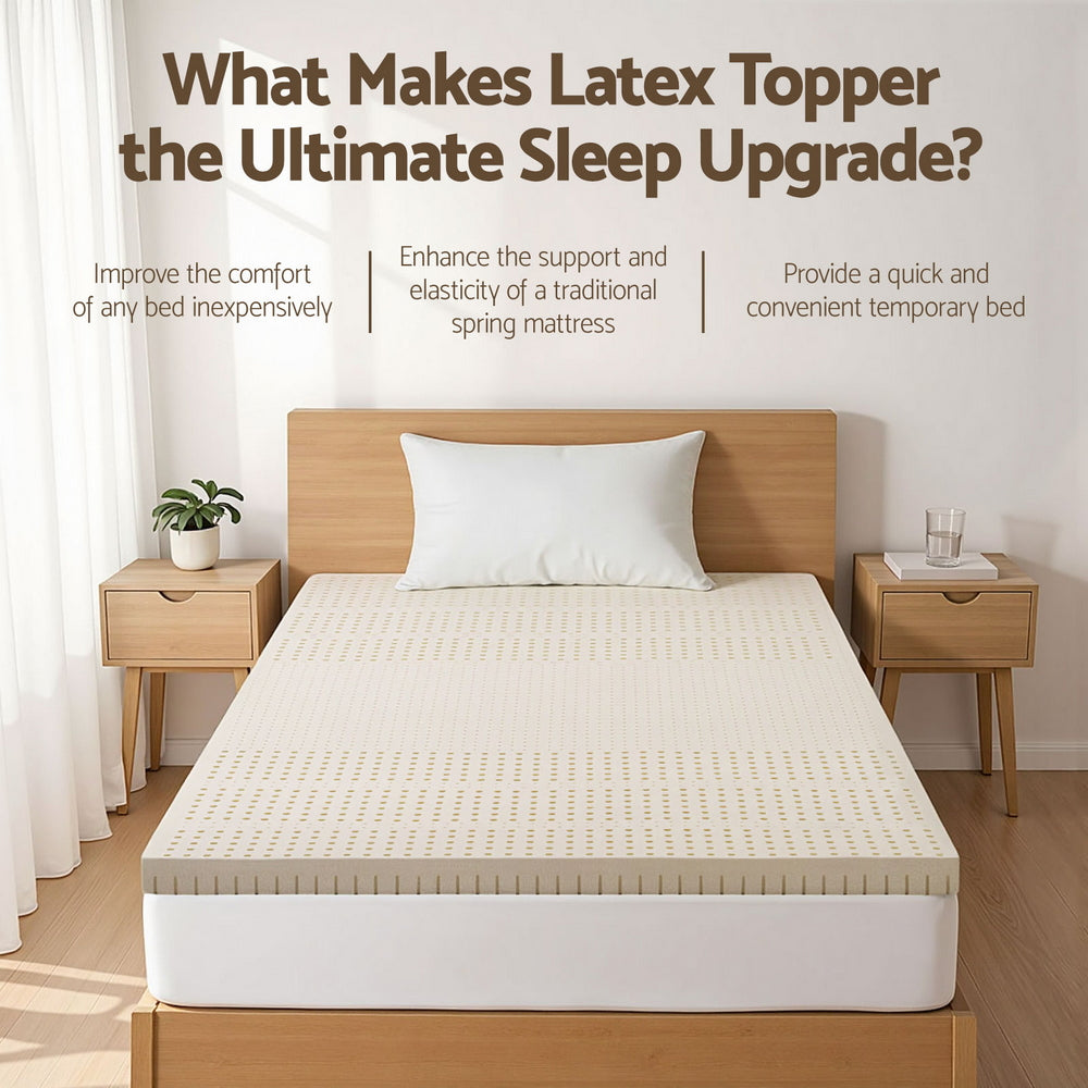 Giselle Bedding Latex Mattress Topper, 7.5cm Thick 7-Zone Pressure Relief Bed Pad with Washable Cover, Cooling Breathable Mat for Side Sleepers & Back Pain, Beige Single - Image 4