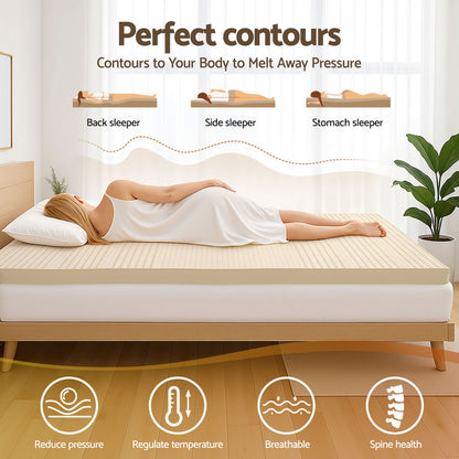 Giselle Bedding Latex Mattress Topper, 7.5cm Thick 7-Zone Pressure Relief Bed Pad with Washable Cover, Cooling Breathable Mat for Side Sleepers & Back Pain, Beige Single - Image 6