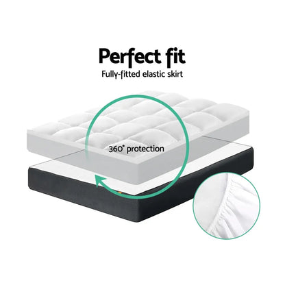 Giselle Bedding Pillowtop Mattress Topper 5cm Thick Pad for Back Pain Relief Washable Underlay Protector 1000GSM Microfibre Filling 45cm Deep Pocket King - Image 6