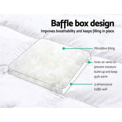 Giselle Bedding Pillowtop Mattress Topper 5cm Thick Pad for Back Pain Relief Washable Underlay Protector 1000GSM Microfibre Filling 45cm Deep Pocket Queen - Image 4