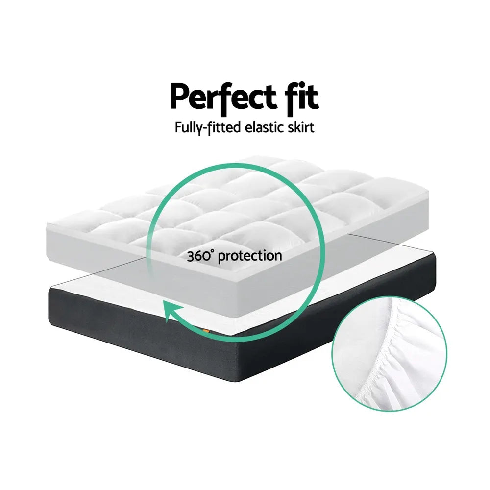 Giselle Bedding Pillowtop Mattress Topper 5cm Thick Pad for Back Pain Relief Washable Underlay Protector 1000GSM Microfibre Filling 45cm Deep Pocket Queen - Image 6