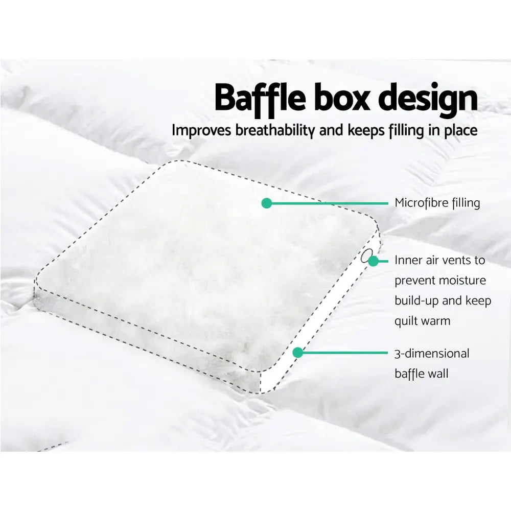 Giselle Bedding Pillowtop Mattress Topper 5cm Thick Pad for Back Pain Relief Washable Underlay Protector 1000GSM Microfibre Filling 45cm Deep Pocket Single - Image 5