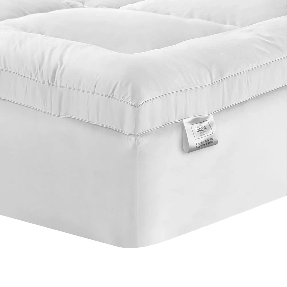 Giselle Bedding Pillowtop Mattress Topper 5cm Thick Pad for Back Pain Relief Washable Underlay Protector 1000GSM Microfibre Filling 45cm Deep Pocket Single - Image 7