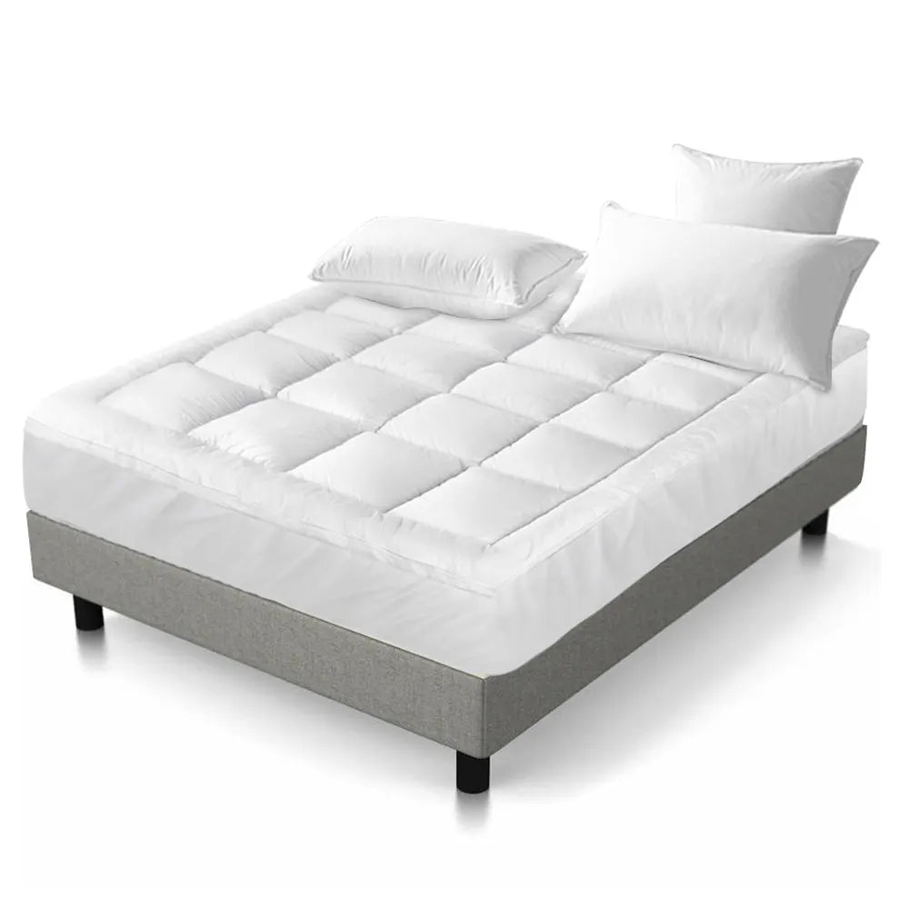 Giselle Bedding Pillowtop Mattress Topper 5cm Thick Pad for Back Pain Relief Washable Underlay Protector 1000GSM Microfibre Filling 45cm Deep Pocket Single - Image 8