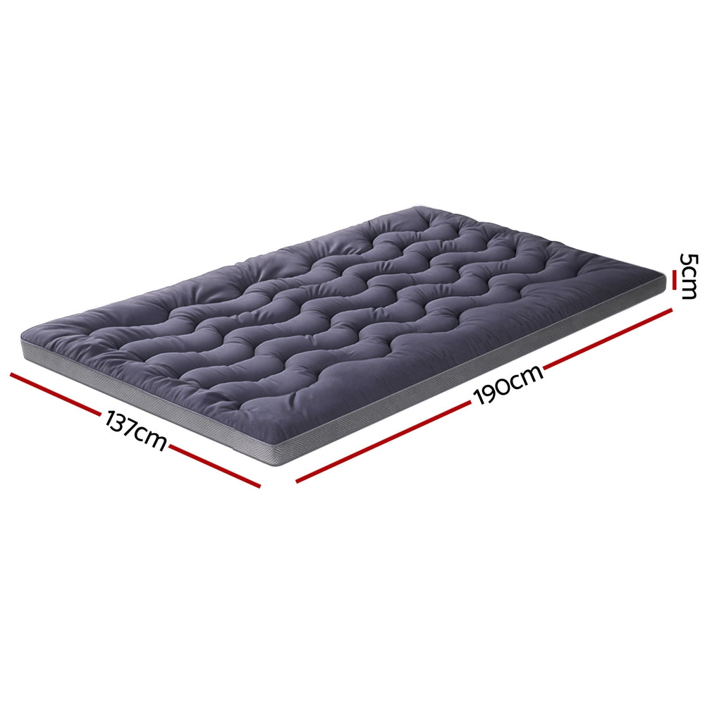 Giselle Bedding 5cm Pillowtop Topper Bamboo Polyester Blend Fibre Pad for Back Pain Relief Washable Overfilled Bed Protector 500GSM Double - Image 2
