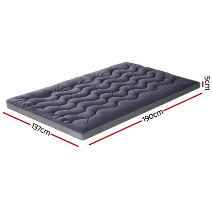 Giselle Bedding 5cm Pillowtop Topper Bamboo Polyester Blend Fibre Pad for Back Pain Relief Washable Overfilled Bed Protector 500GSM Double - Image 2