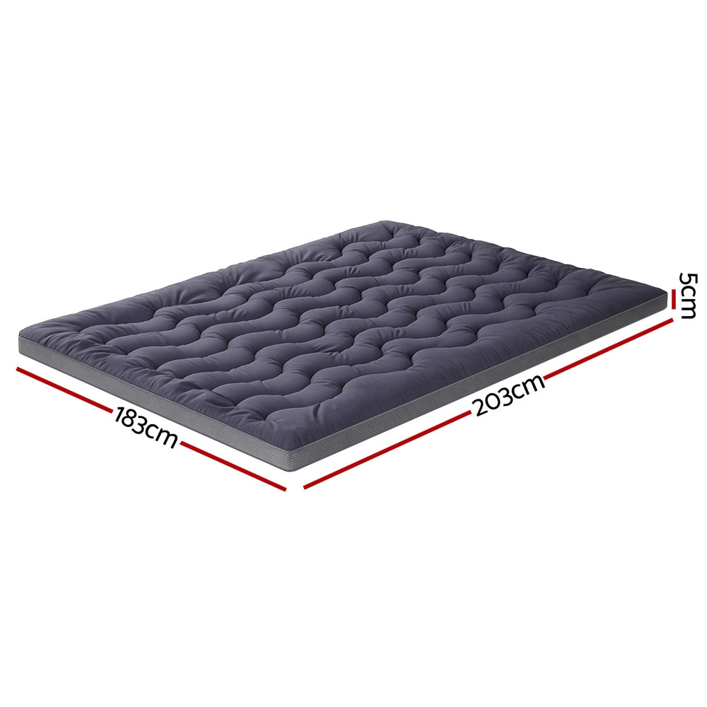 Giselle Bedding 5cm Pillowtop Topper Bamboo Polyester Blend Fibre Pad for Back Pain Relief Washable Overfilled Bed Protector 500GSM King - Image 2