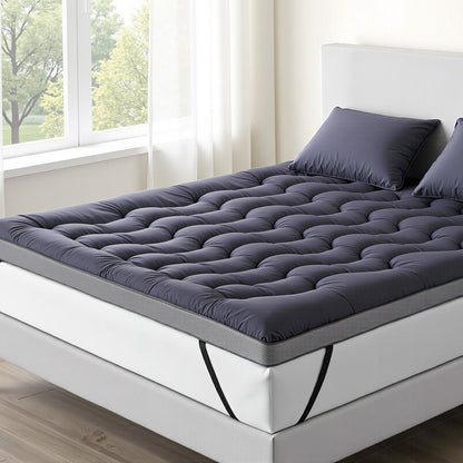 Giselle Bedding 5cm Pillowtop Topper Bamboo Polyester Blend Fibre Pad for Back Pain Relief Washable Overfilled Bed Protector 500GSM King - Image 7
