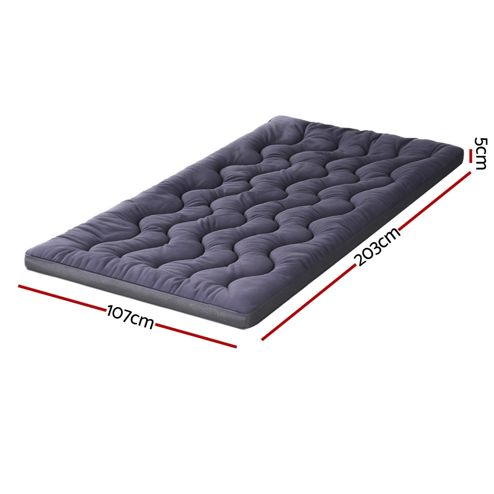Giselle Bedding 5cm Pillowtop Topper Bamboo Polyester Blend Fibre Pad for Back Pain Relief Washable Overfilled Bed Protector 500GSM King Single - Image 2