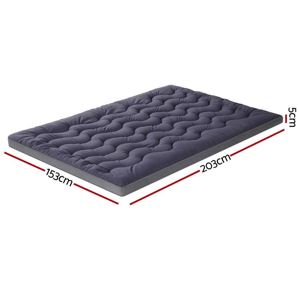 Giselle Bedding 5cm Pillowtop Topper Bamboo Polyester Blend Fibre Pad for Back Pain Relief Washable Overfilled Bed Protector 500GSM Queen - Image 2