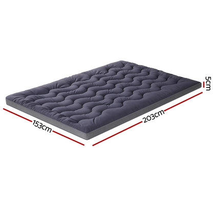 Giselle Bedding 5cm Pillowtop Topper Bamboo Polyester Blend Fibre Pad for Back Pain Relief Washable Overfilled Bed Protector 500GSM Queen - Image 2