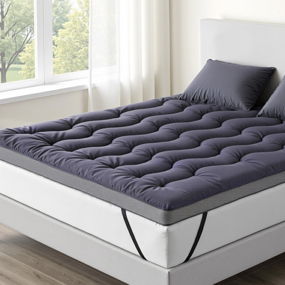 Giselle Bedding 5cm Pillowtop Topper Bamboo Polyester Blend Fibre Pad for Back Pain Relief Washable Overfilled Bed Protector 500GSM Queen - Image 7