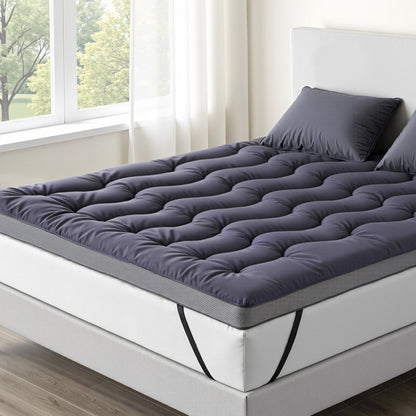 Giselle Bedding 5cm Pillowtop Topper Bamboo Polyester Blend Fibre Pad for Back Pain Relief Washable Overfilled Bed Protector 500GSM Queen - Image 7