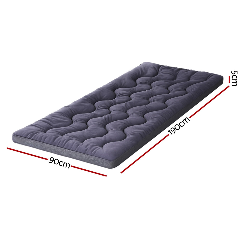 Giselle Bedding 5cm Pillowtop Topper Bamboo Polyester Blend Fibre Pad for Back Pain Relief Washable Overfilled Bed Protector 500GSM Single - Image 2