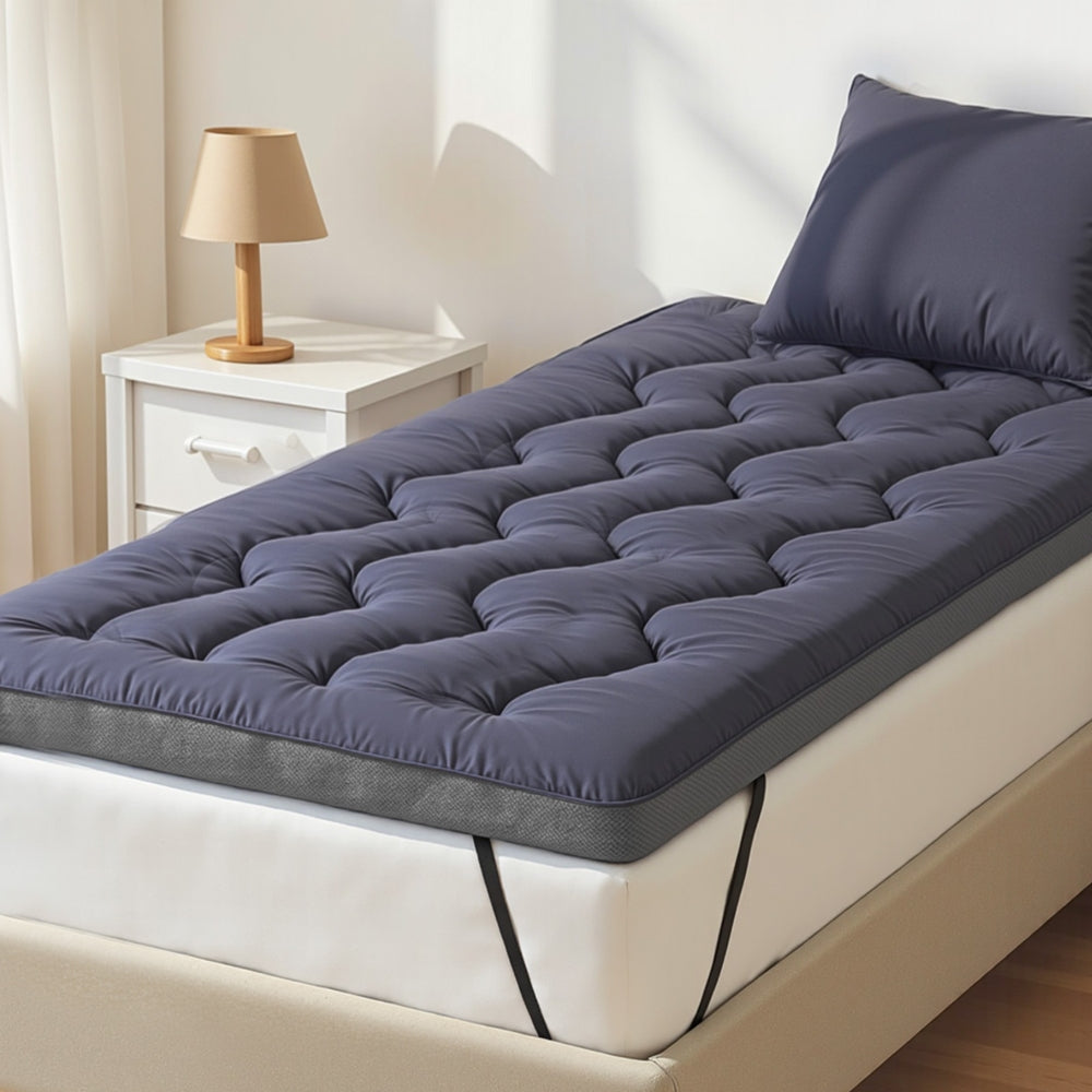 Giselle Bedding 5cm Pillowtop Topper Bamboo Polyester Blend Fibre Pad for Back Pain Relief Washable Overfilled Bed Protector 500GSM Single - Image 7