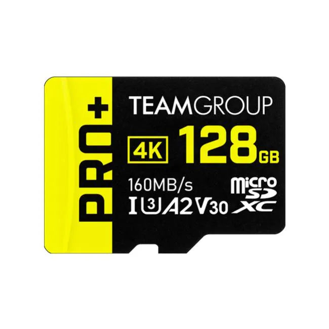 Team Group PRO+ 128GB Micro SDXC UHS-I U3 A2 V30 Memory Card - Digital Flash Memory
