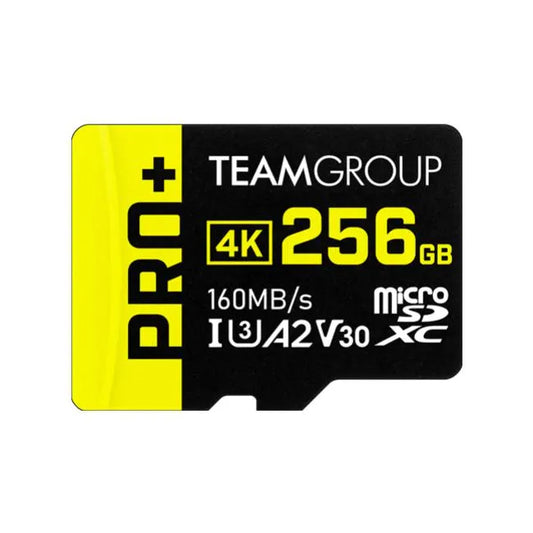Team Group PRO+ 256GB Micro SDXC UHS-I U3 A2 V30 Memory Card - Digital Flash Memory