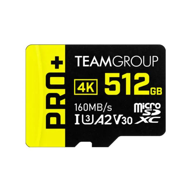 Team Group PRO+ 512GB Micro SDXC UHS-I U3 A2 V30 Memory Card - Digital Flash Memory