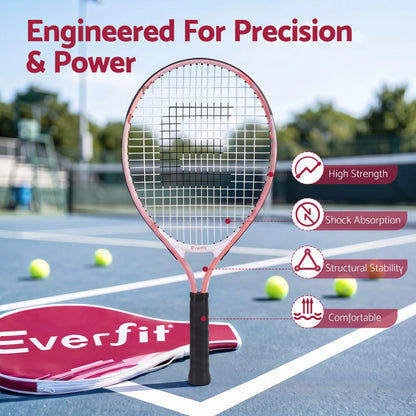 Title Everfit 23 Inch Tennis Racket Lightweight 200g for Adult and Junior Players Pink - Image 4