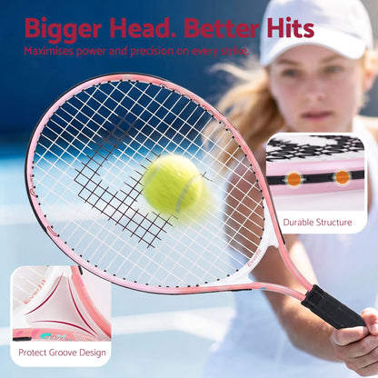 Title Everfit 23 Inch Tennis Racket Lightweight 200g for Adult and Junior Players Pink - Image 5