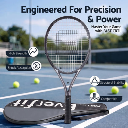 Everfit 27 Inch Tennis Racket Lightweight Racquet for Beginner Adult Players Black - Image 4