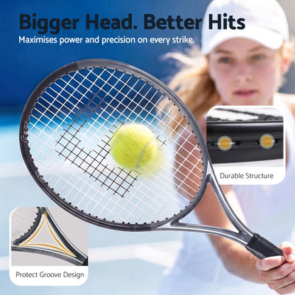Everfit 27 Inch Tennis Racket Lightweight Racquet for Beginner Adult Players Black - Image 5