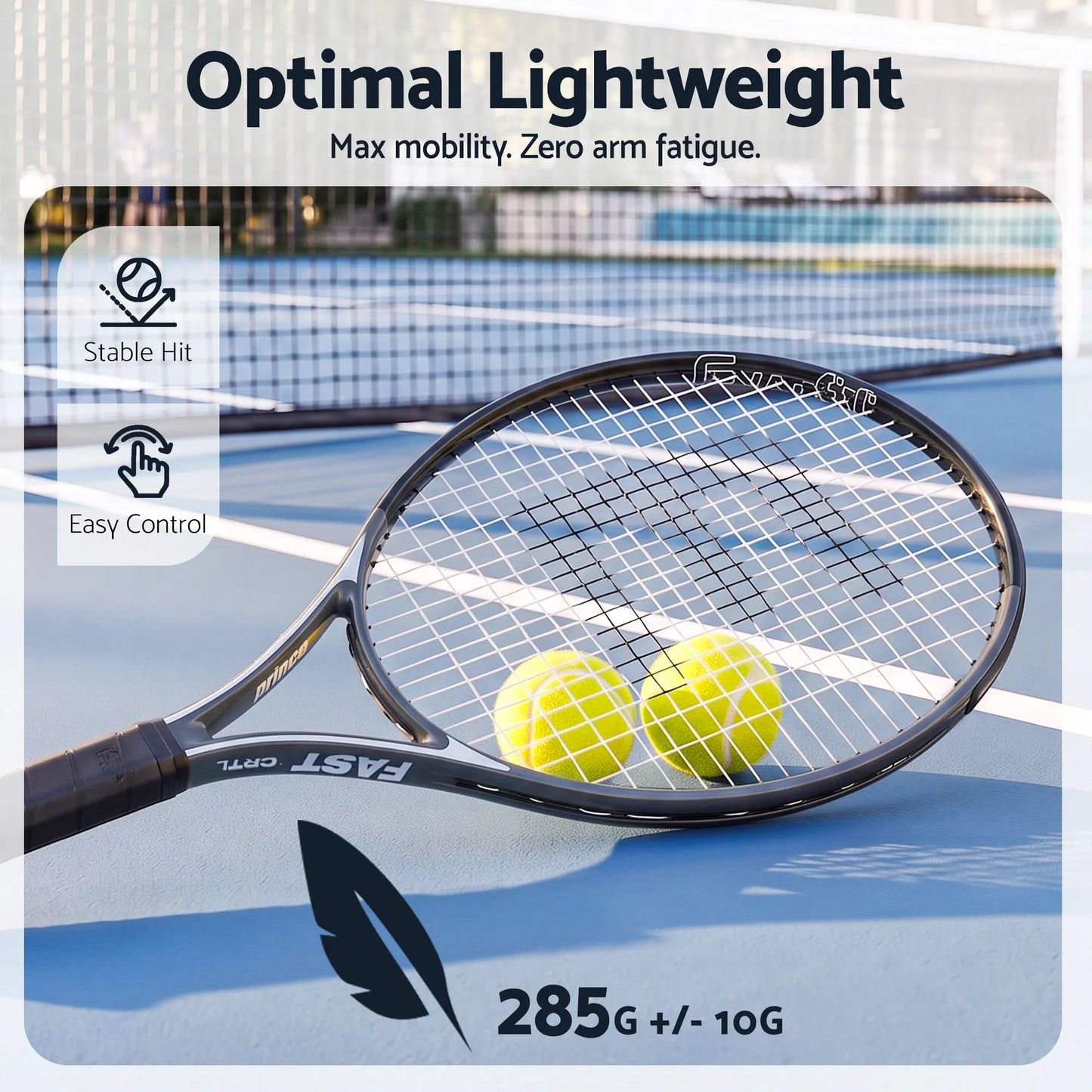 Everfit 27 Inch Tennis Racket Lightweight Racquet for Beginner Adult Players Black - Image 6