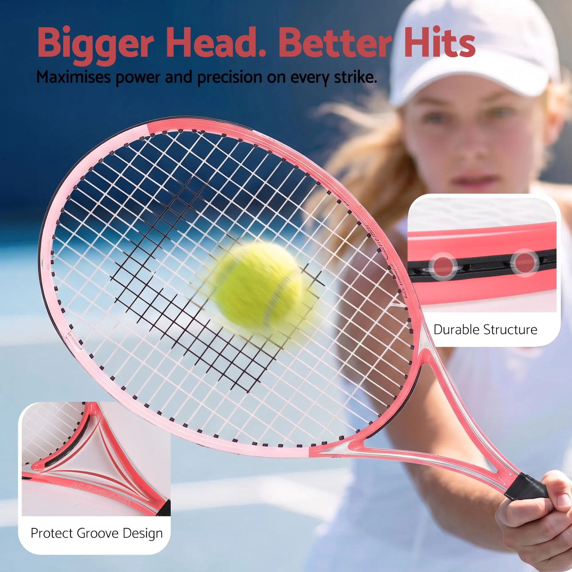Everfit 27 Inch Tennis Racket Lightweight Racquet for Beginner Adult Players Pink - Image 5