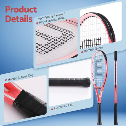 Everfit 27 Inch Tennis Racket Lightweight Racquet for Beginner Adult Players Pink - Image 7