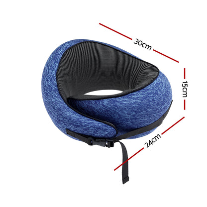 Wanderlite Travel Pillows for Airplanes Ergonomic Memory Foam Neck Pillow, Breathable & Washable Cover, Travel Bag Included, Airplane Pillow for Airplane, Car, Office and Home, Blue - Image 2