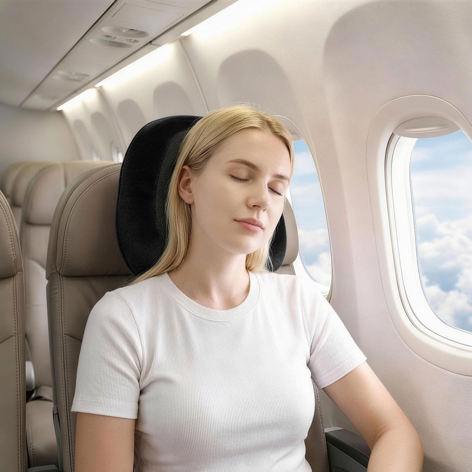 Wanderlite Travel Pillow for Airplanes Memory Foam Neck Pillows for Traveling, Soft & Washable Cover with Storage Bag, Portable Plane Accessories for Airplanes Offices Cars, Black - Image 7