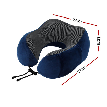 Wanderlite Travel Pillow for Airplanes Memory Foam Neck Pillows for Traveling, Soft & Washable Cover with Storage Bag, Portable Plane Accessories for Airplanes Offices Cars, Blue - Image 2