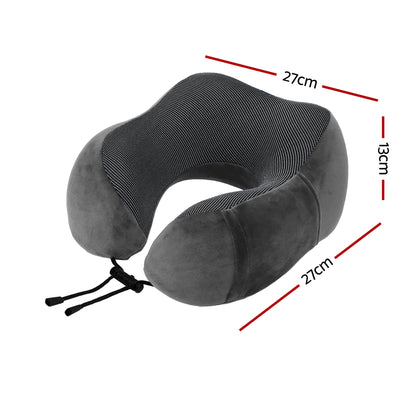 Wanderlite Travel Pillow for Airplanes Memory Foam Neck Pillows for Traveling, Soft & Washable Cover with Storage Bag, Portable Plane Accessories for Airplanes Offices Cars, Grey - Image 2