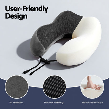 Wanderlite Travel Pillow for Airplanes Memory Foam Neck Pillows for Traveling, Soft & Washable Cover with Storage Bag, Portable Plane Accessories for Airplanes Offices Cars, Grey - Image 5