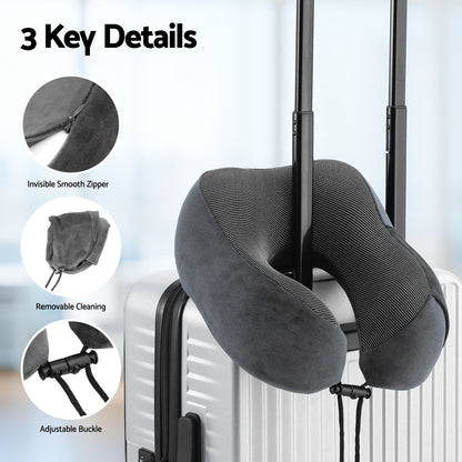 Wanderlite Travel Pillow for Airplanes Memory Foam Neck Pillows for Traveling, Soft & Washable Cover with Storage Bag, Portable Plane Accessories for Airplanes Offices Cars, Grey - Image 8