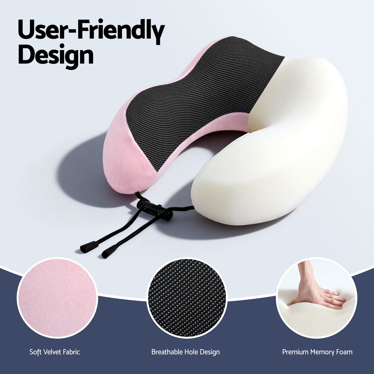 Wanderlite Travel Pillow for Airplanes Memory Foam Neck Pillows for Traveling, Soft & Washable Cover with Storage Bag, Portable Plane Accessories for Airplanes Offices Cars, Pink - Image 5