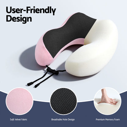 Wanderlite Travel Pillow for Airplanes Memory Foam Neck Pillows for Traveling, Soft & Washable Cover with Storage Bag, Portable Plane Accessories for Airplanes Offices Cars, Pink - Image 5