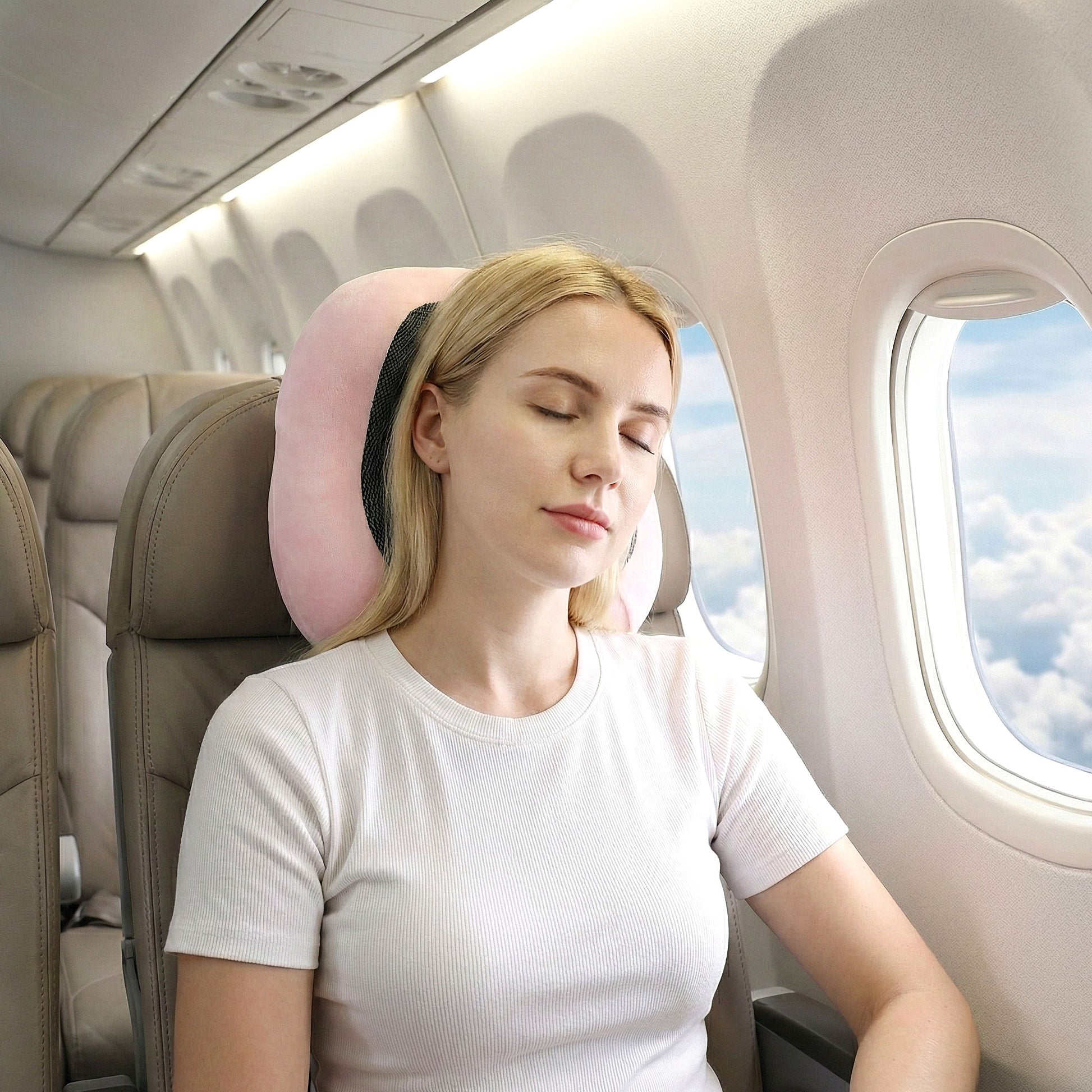 Wanderlite Travel Pillow for Airplanes Memory Foam Neck Pillows for Traveling, Soft & Washable Cover with Storage Bag, Portable Plane Accessories for Airplanes Offices Cars, Pink - Image 7