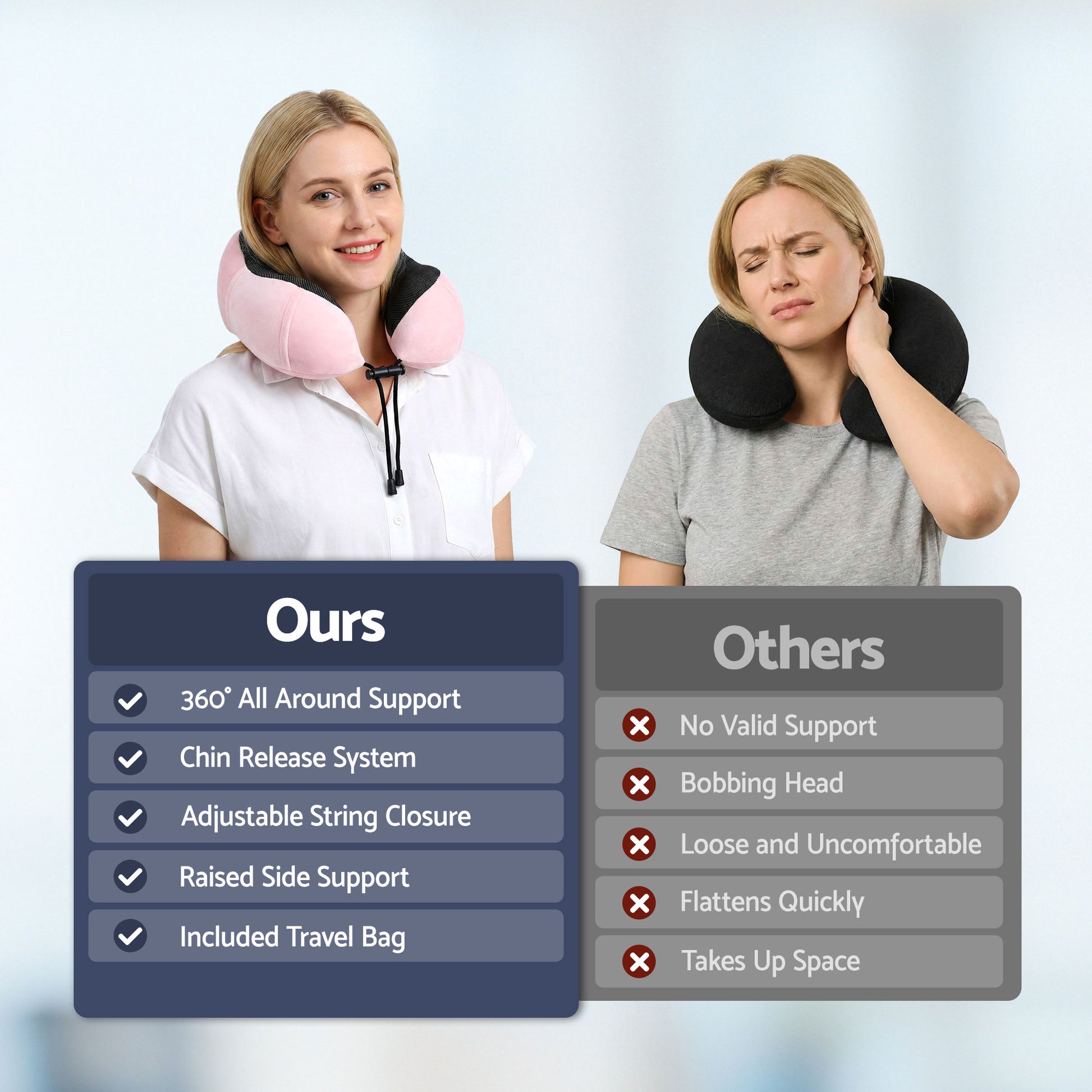 Wanderlite Travel Pillow for Airplanes Memory Foam Neck Pillows for Traveling, Soft & Washable Cover with Storage Bag, Portable Plane Accessories for Airplanes Offices Cars, Pink - Image 9